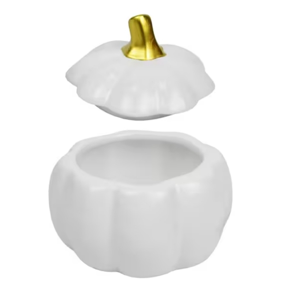 Fall Halloween Glazed Pumpkin Trinket with Lid Home Decor Thanksgiving - Picture 2 of 2